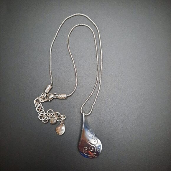 BRIGHTON Etched "Twirl" Pendant Necklace TIMELESS CHIC! - Picture 2 of 7